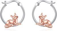 wholesale 925 Sterling Silver Rose Gold Deer Animal Stud Earrings Hypoallergenic  for Women Girls-Silver-Fox Earrings Jewelry