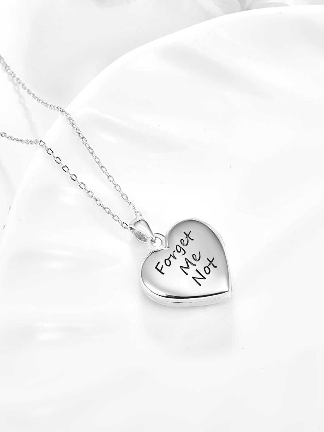Sterling Silver Blue Enamel Flower Photo Locket Necklace 2 Pics Memorial Keepsake-0-2