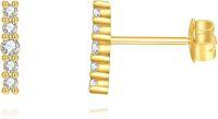 wholesale  14K Gold Solid Tiny Stud Earrings for Women Men -2mm Moissanite Bar Stud