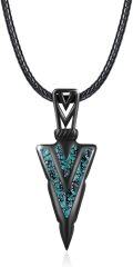 wholesale Black 925 Sterling Silver Triangle Pendant with Turquoise and Black Gold Plated Chain Necklace-0-0