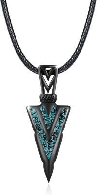 wholesale Black 925 Sterling Silver Triangle Pendant with Turquoise and Black Gold Plated Chain Necklace-C-00001