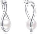 wholesale 925 Sterling Silver Celtic Knot Pearl Drop Dangle Leverback Earrings White Gold Plated-0-0