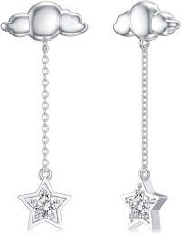 wholesale 925 Sterling Silver Star Cloud Drop Earrings with Cubic Zirconia for Women Girls-C-Cloud and Star