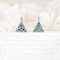 wholesale 925 Sterling Silver Triquetra Celtic Knot Abalone Shell Leverback Drop Earrings-0-3