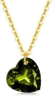 wholesale 14K Yellow Gold Natural Garnet Heart Pendant Necklace 6mm 8mm-style4- 8mm- Peridot