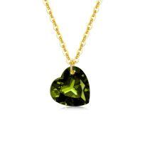 wholesale 14k Gold Heart-shaped Peridot Pendant Necklace-style4- 8mm- Peridot