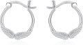 wholesale Silver 925 Sterling Silver Angel Wing Feather Cross Dangle Drop Earring for Women Men Small Hoop-0-0
