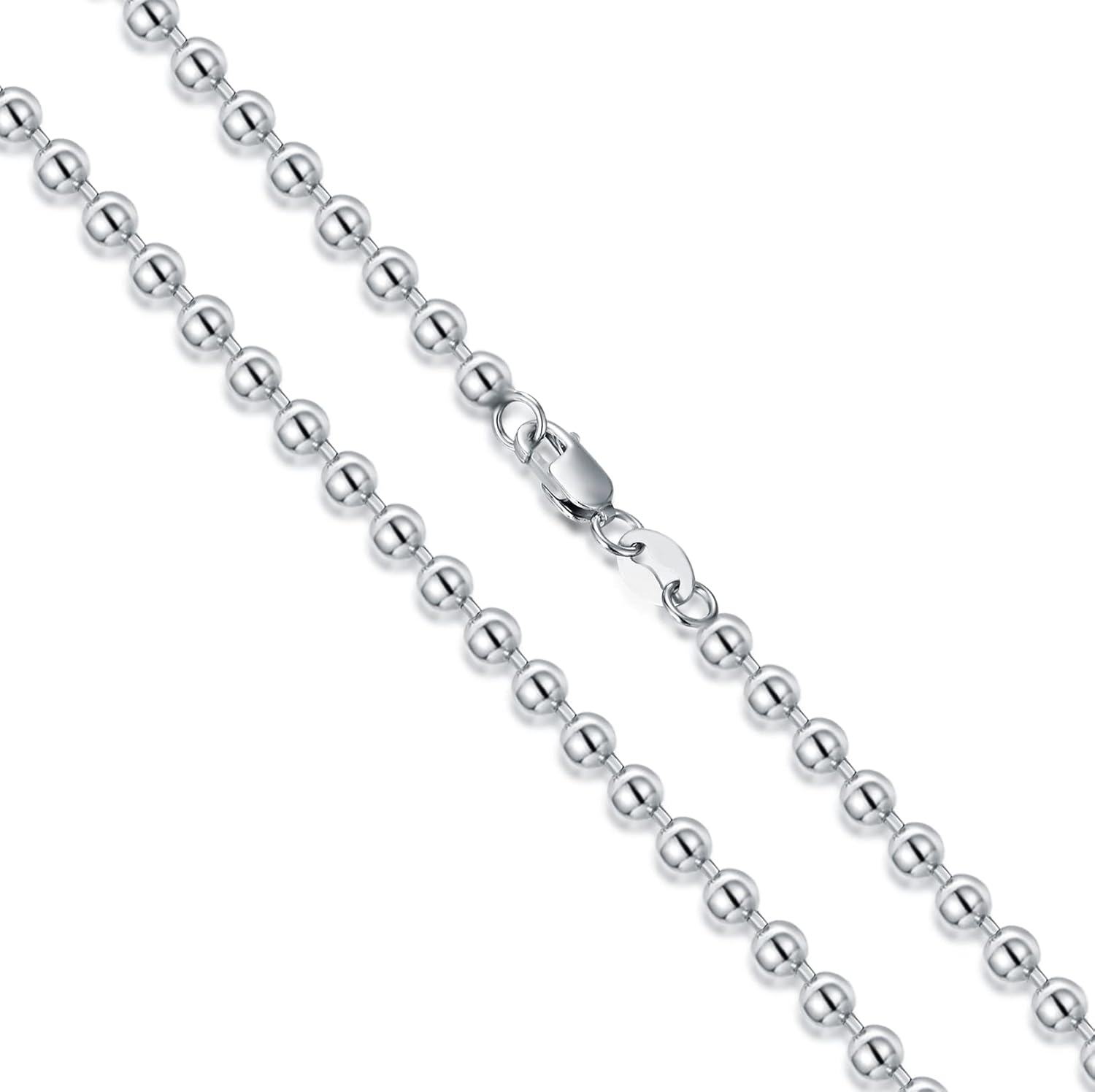 925 Sterling Silver 3mm Bead Chain Bracelet with Lobster Claw Closure - Made in Italy (Length: 7)-0-1