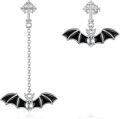 wholesale 925 Sterling Silver Black Bat Cross Drop Earrings Gothic s for Her-0-0