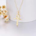 wholesale 14K Gold Ankh Cross Pendant Necklace with Chain - Religious for Women and Moms (Length: 16 + 2 inch)-0-1