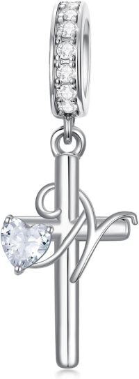 wholesale 925 Sterling Silver ABC Initial Cross Charm Pendant Beads for Bracelet-14-N