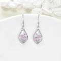 wholesale 925 Sterling Silver Pink Enamel Teardrop Floral Earrings with Lotus and Lily Design-0-2