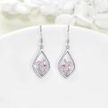 wholesale 925 Sterling Silver Pink Enamel Lotus Flower Teardrop Drop Earrings For Women-0-2