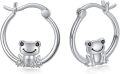 wholesale 925 Sterling Silver Frog Huggie Hoop Earrings for Sensitive Ears-0-0
