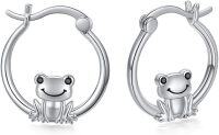 wholesale 925 Sterling Silver Frog Huggie Hoop Earrings for Sensitive Ears-Frog