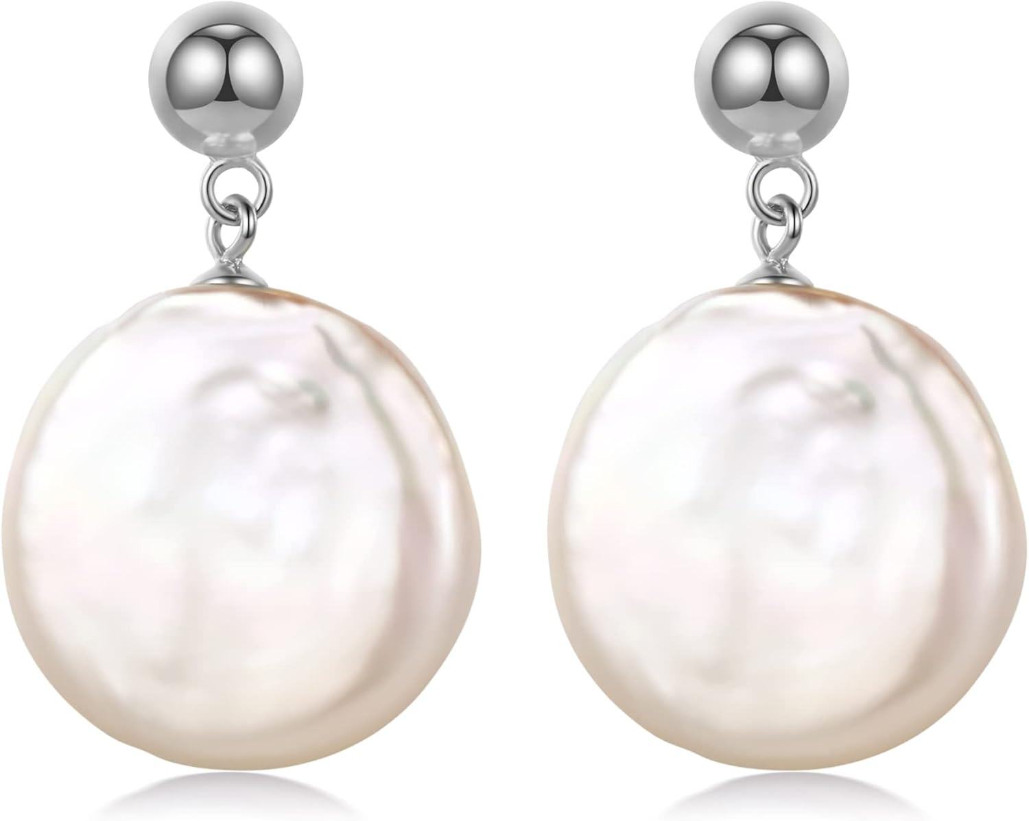 Gold Plated Sterling Silver Baroque Pearl Stud Earrings for Women-Square pearl earrings