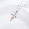 wholesale 925 Sterling Silver Pink Ribbon Cross Dragonfly Pendant Breast Cancer Awareness Necklace-0-2
