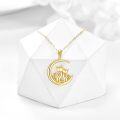 wholesale 14K Gold Cat Heart Pendant Necklace for Women - Mothers Day Gifts-0-3