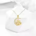 wholesale 14K Gold Moon & Cats Heart Pendant Necklace for Women Mothers Day Gifts-0-2