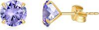 wholesale 14K Yellow Gold Simulated Diamond Stud Earrings-6-June-Alexandrite