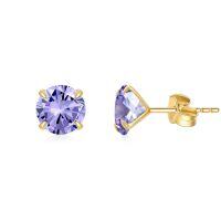 wholesale 14K Yellow Gold Simulated Diamond Stud Earrings-6-June-Alexandrite