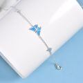 wholesale 925 Sterling Silver White Fire Opal Butterfly Chain Ankle Anklet for Women Gifts Jewelry-0-12