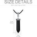wholesale 925 Sterling Silver Onyx Crystal Pendant Necklace with Black Leather Cord 16 + Extender-0-1