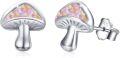 wholesale 925 Sterling Silver Opal Mushroom Stud Earrings with Pink and Green Stones for Women-0-0