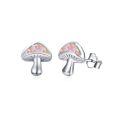 wholesale 925 Sterling Silver Pink Mushroom Stud Earrings-0-0
