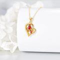 wholesale 14k Gold Red Cardinal Bird Open Heart Pendant Necklace With Red Crystals-0-3