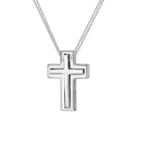 wholesale 925 Sterling Silver CZ Cross Pendant Necklace - Always Be With You for Family and Friends-C-White