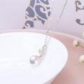 wholesale 14K Gold Leaf Design White Pearl & Cubic Zirconia Pendant Necklace for Women - Elegant Fashion Accessory-0-2