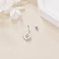 wholesale 925 Sterling Silver Daisy Belly Button Ring Flower Piercing Jewelry for Women Hypoallergenic-0-2