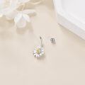 wholesale 925 Sterling Silver Daisy Belly Button Ring Flower Piercing Jewelry for Women Hypoallergenic-0-2