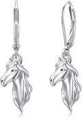 wholesale 925 Sterling Silver Hypoallergenic Dangle Horse Head Drop Earrings for Women-0-0