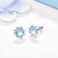 wholesale 925 Sterling Silver Rainbow Moonstone Flower Stud Earrings - Cute Mouse Design Gifts for Women and Girls-0-1