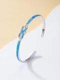 wholesale TOUPOP Opal Bracelets Christmas Gifts For Women 925 Sterling Silver Celtic Infinity Cuff Bangle Bracelets Inspirational Blue Fire Opal Jewelry Gifts For Women Her Wife Mom Daughter Birthday Gift -0-4