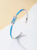 TOUPOP Sterling Silver Blue Fire Opal Celtic Infinity Cuff Bangle Bracelet-0-4