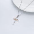 wholesale 925 Sterling Silver Infinity Cross with White Cubic Zirconias Pendant Necklace for Women-0-2