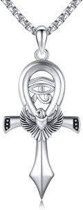 wholesale 925 Sterling Silver Ancient Egypt Eye of Horus Scarab Cross Pendant Necklaces for Women and Men-0-0