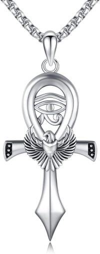 wholesale 925 Sterling Silver Ancient Egypt Eye of Horus Scarab Cross Pendant Necklaces for Women and Men-Ankh Eagle