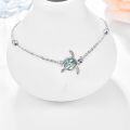 wholesale 925 Sterling Silver Abalone Shell Sea Turtle Charm Anklet for Women Girls Beach Foot Chain s 4-8 Adjustabe Size-0-1