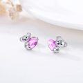 wholesale 925 Sterling Silver Koala Bear Heart Crystal Stud Earrings - Hypoallergenic Gift for Women-0-3