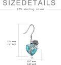 wholesale Sterling Silver Rose Birthstone Heart Dangle Drop Earrings for Women-0-5