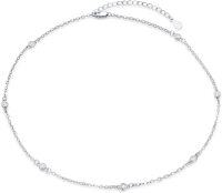 wholesale White Gold Plated Sterling Silver CZ Thin Choker Necklace for Women-14+2 inch Silver-cz diamond cut