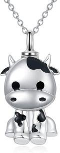 wholesale 925 Sterling Silver Highland Cow Memorial Keepsake Urn Necklace with Chain and Velvet Pouch - 3D Animal Pet Loss Gift for Women Men Kids-0-0