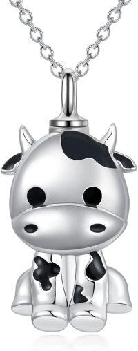 wholesale 925 Sterling Silver Highland Cow Memorial Keepsake Urn Necklace with Chain and Velvet Pouch - 3D Animal Pet Loss Gift for Women Men Kids-Cow