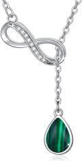 wholesale 925 Sterling Silver Malachite Drop Pendant Infinity Necklace 45cm Chain-0-0