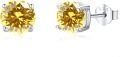 wholesale 925 Sterling Silver Citrine Stud Earrings 6mm Yellow Gemstone  for Women-0-0