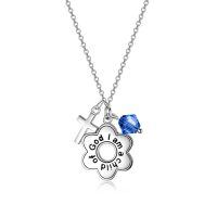 wholesale 925 Sterling Silver Daisy Child of God Necklace for Girls Baptism Communion Birthday-Simulated Sapphire